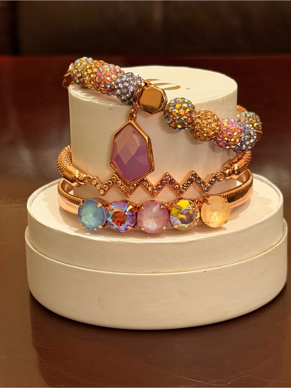 Bomb Party NWT! “Confetti Dreams” - Rose Gold Multistone Stretch Bracelet Set